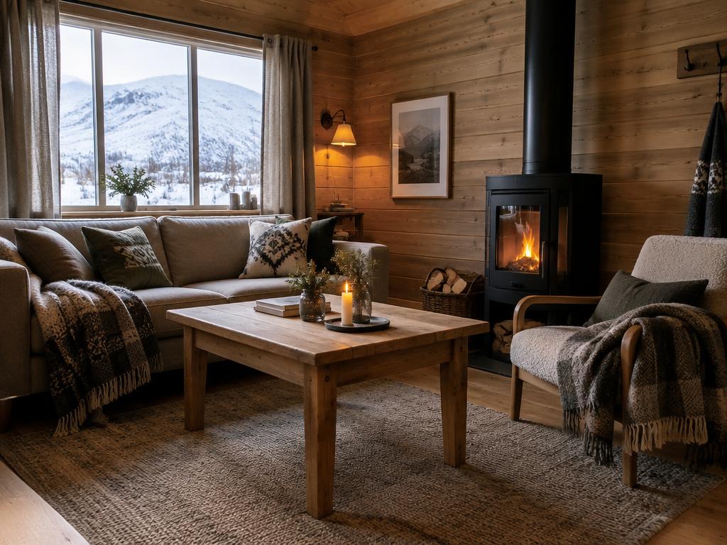 Ren og lun hytte stue i Valdres